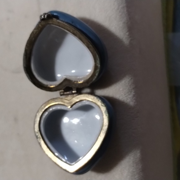 VTG 1960 Jewelry Box Ring Storage, Ceramic & Brass painted Burgundy, Blu… - Picture 6 of 6